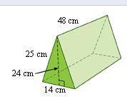 Find the surface area of the triangular prism. The base of the prism is an isosceles triangle. The