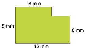 What is the area of the figure below?
40 mm2
80 mm2
88 mm2
96 mm2