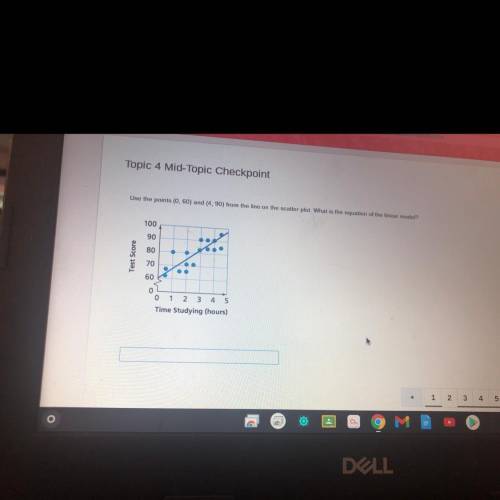 Use the points (0,60) and (4,90) from the line on the scatter plot What is the equation of the line