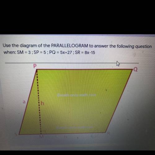 Plzzz help I need the area of parallelogram SPQR

Choices:
4
14
97
388
101
400