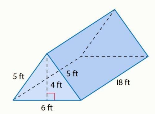What is the surface area of the prism below?

A 
216 ft2
B 
312 ft2
C 
432 ft2
D 
10,800 ft2