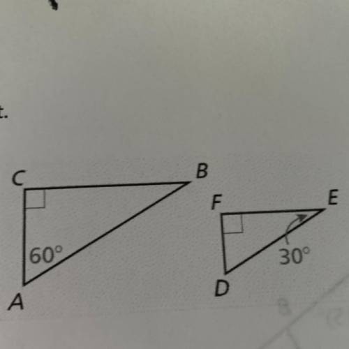 Show that the triangles are similar. Write a similarity statement