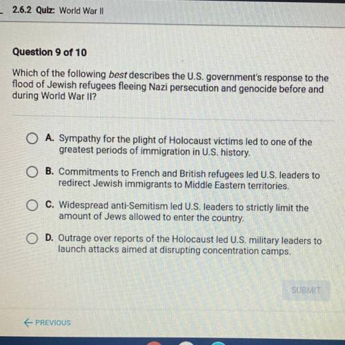 Which of the following best describes the U.S. government's response to the flood of Jewish refugee