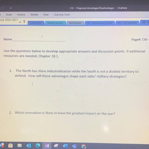 North And South 8th Grade. Please help me answer this question. It has to include the perspective o