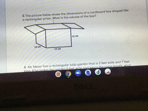 The picture below shows the dimensions of a cardboard box shaped like a rectangular prism. What is
