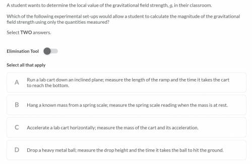 A student wants to determine the local value of the gravitational field strength, g , in their clas