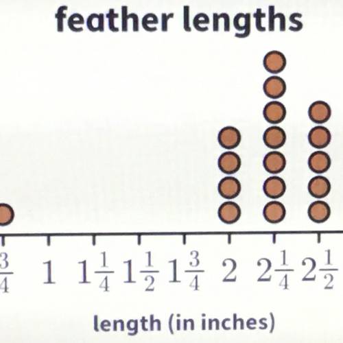Use the data set and line plot below. How many feathers are

2
1
4
214
inches or shorter?
A.8
B.