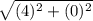\sqrt{(4)^2 + (0)^2}
