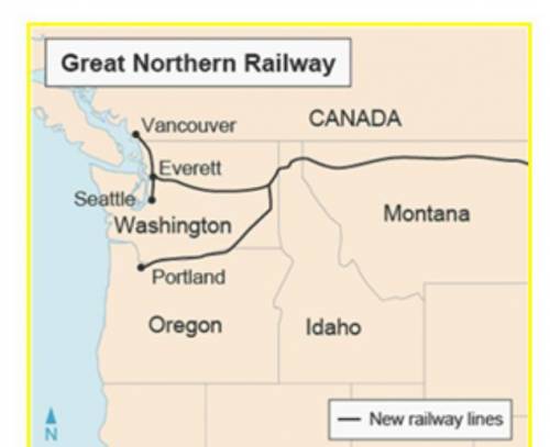 The map shows a railway to Washington that was built in the 1800s. Which state was the point of ori
