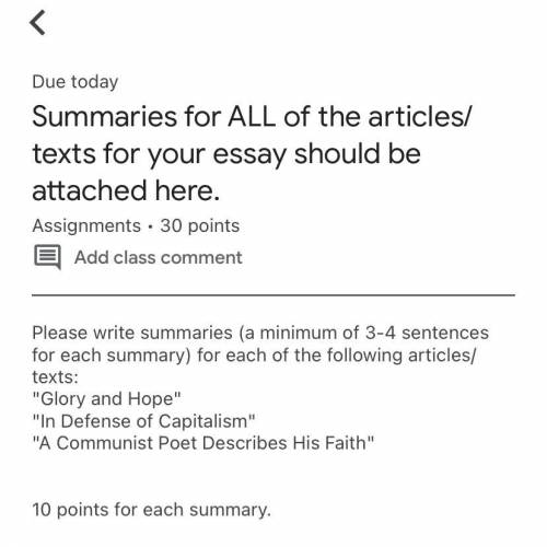 Please write summaries of 3-4 sentences for each summary for each of the following articles/ texts: