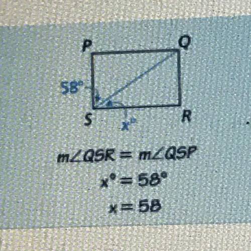 Quadrilateral PQRS is a rectangle. Describe the error in finding the value of x