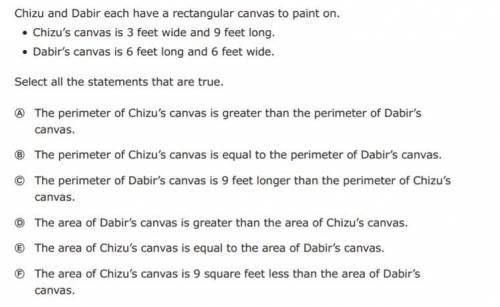 I don’t get this I found an answer that the area of David’s canvas is greater than the area of Chiz