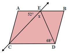 In the following diagram, parallelogram ABCD contains triangle CED. Line CE and line ED intersect a
