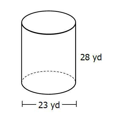What is the volume of the cylinder below? Round to the nearest cubic yard.
*15 points