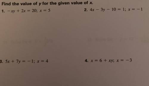 find the value of y for the given value of x. someone plssss help ): ABSOLUTELY NO LINKS OR YOURE G