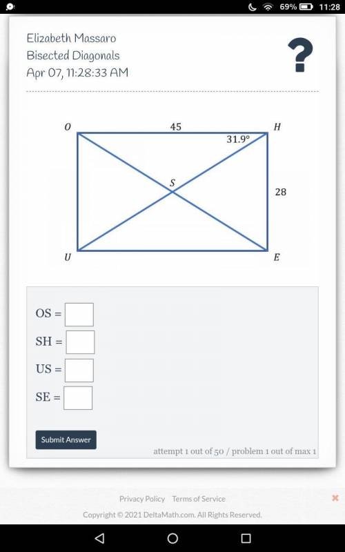I need help finding the bisected diagonals.