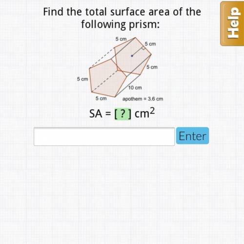 Find the total surface area of the following prism. geometry