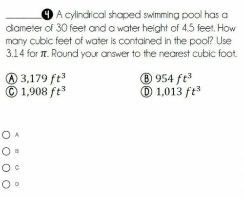 A cylindrical shaped swimming pool has a diameter of 30 feet and a water height of 4.5 feet. How ma