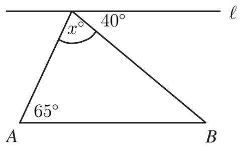 In the figure shown below, if line ℓ is parallel to

AB, then x= {NO LINKS PLEASE!}
a]25
b]65
c]7O