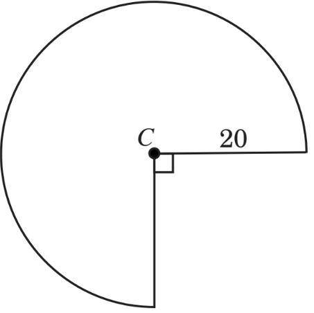 A portion of a circle with center C is shown in the

figure below. What is the perimeter of the fi