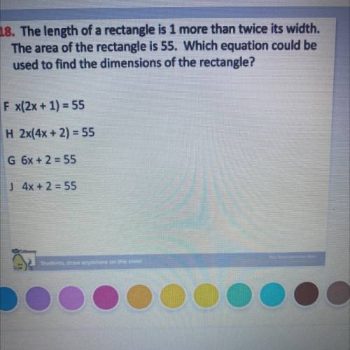 Which equation could be used to find the dimensions of the rectangle?