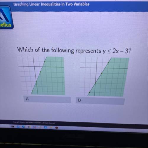 Which of the following represents y < 2x - 3?