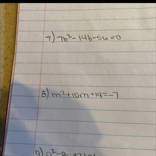 Solve each equation by completing the square : NEED THIS ASAP WILL GIVE BRAINLIEST