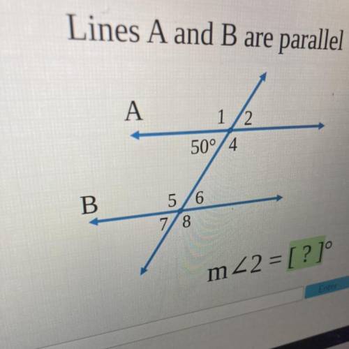 HELP ME PLEASE ....

I’m on the verge of quitting 
Parallel Lines
Lines A and B are parallel
A
1 2