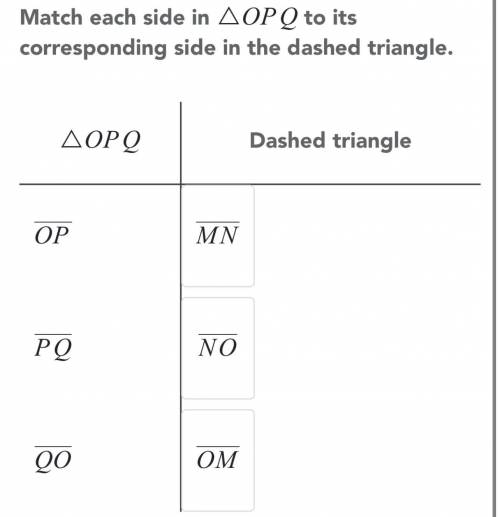 The dashed triangle and triangle OPQ are similar.