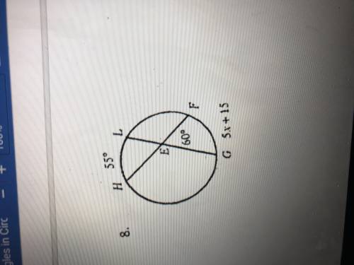 Angles in circle solve for each variable