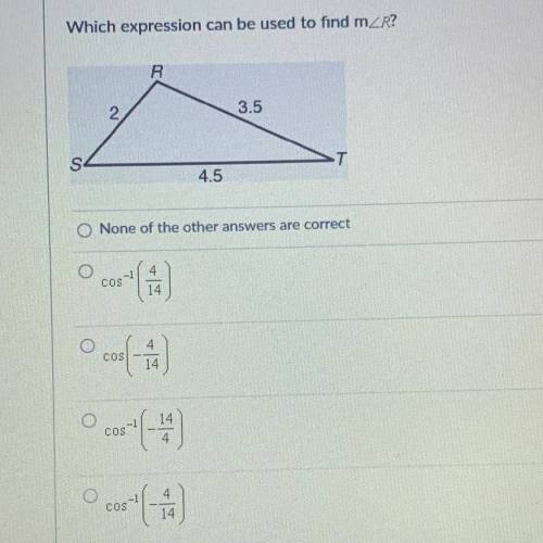 Which expression can be used to find measure angle R