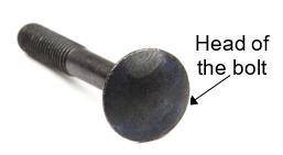 The head of a carriage bolt is circular, as shown. The head of this bolt has a diameter of 20 milli
