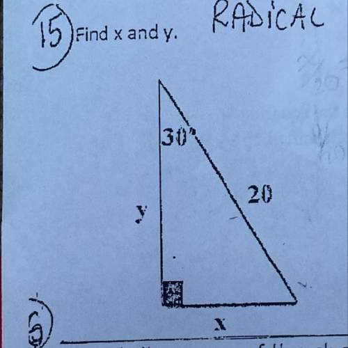 Find x and y (in radical form).