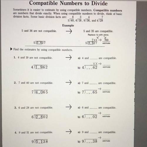 What are the numbers compatible for example 4 and 19 are not compatible. 4 and ... are compatible?