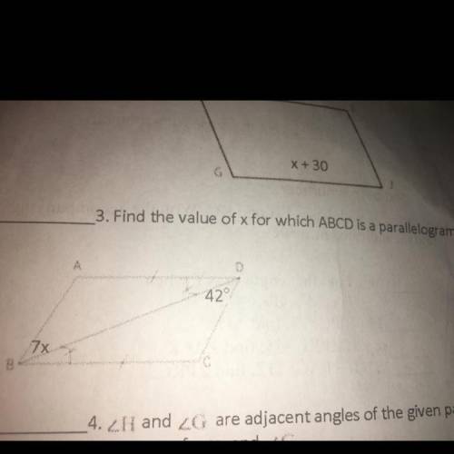 Find the value of x for which ABCDVis a parallelogram