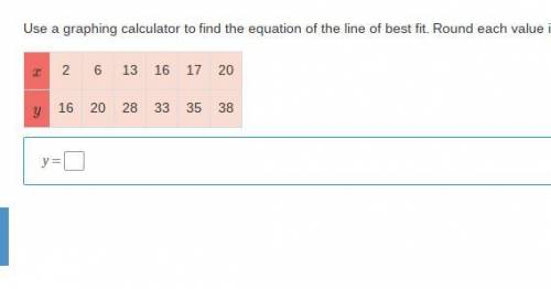 Use a graphing calculator to find the equation of the line of best fit. Round each value in your eq