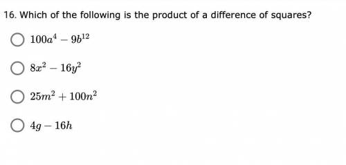 Which of the following is the product of a difference of squares?
