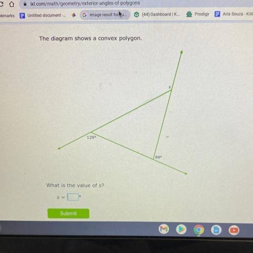 The diagram shows a convex polygon what is the value of s please help me