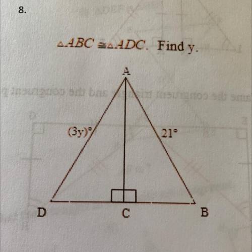 Find y. ABC=ADC
.........
