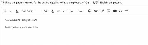 Using the pattern learned for the perfect squares, what is the product?

Please I need help with t