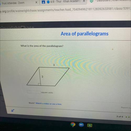 What is the area of the parallelogram?
3
2