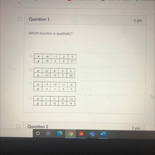 Which function is quadratic?