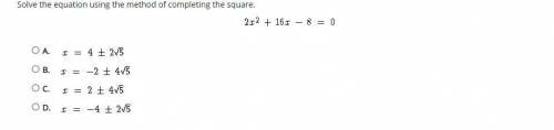 Solve the equation using the method of completing the square.