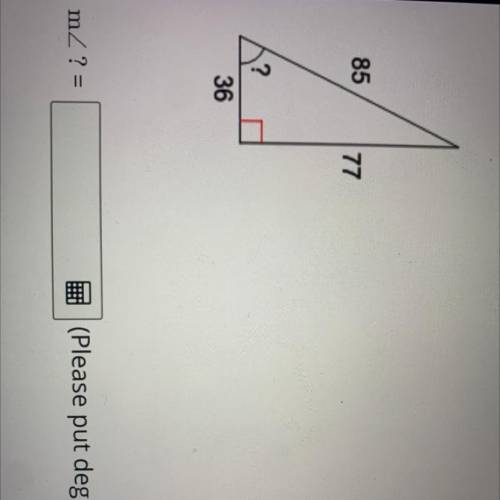 Find the measure of the indicated angle to the nearest degree. What is angle M?