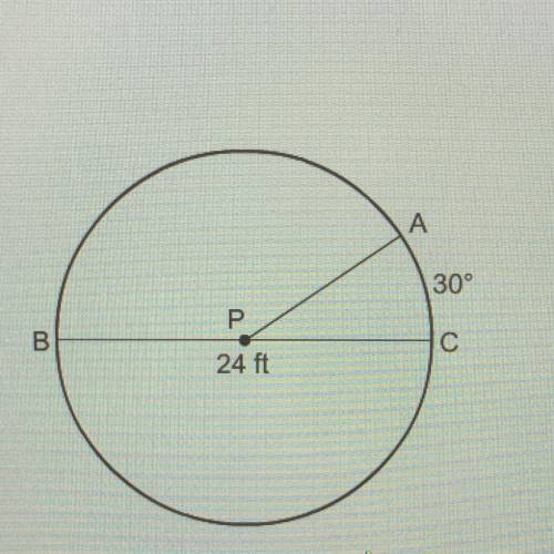 In Circle P, BC =24ft .What is the length of ^AC?
8pi
4pi
pi
2pi