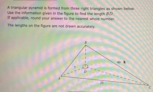 A triangular pyramid is formed from three right triangles as shown below.

Use the information giv