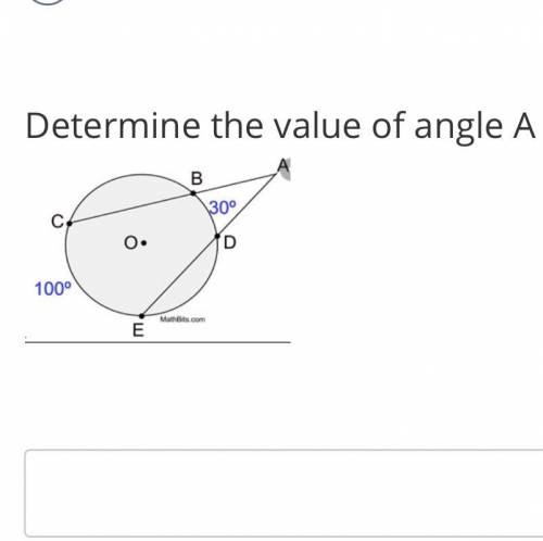 Please help determine the value of angle A