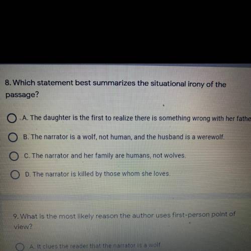 8. Which statement best summarizes the situational irony of the

passage?
O A. The daughter is the