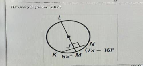 How many degrees is arc KM?
