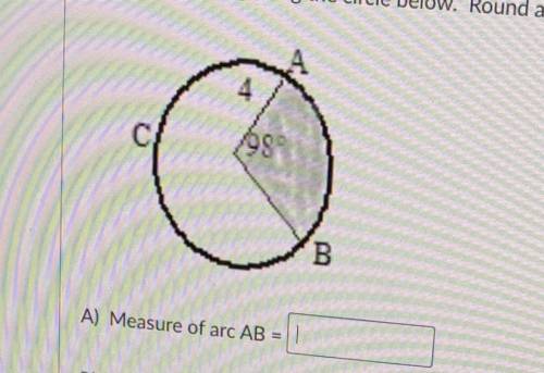 What’s the measure (not length) of arc AB and how did you find it? will give a brainliest